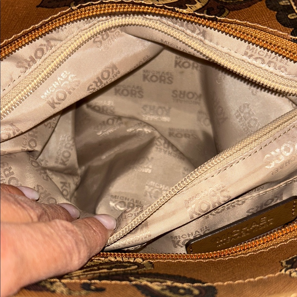 Michael Kors Brown Paisley Tote with Scarf Accent - Picture 13 of 16
